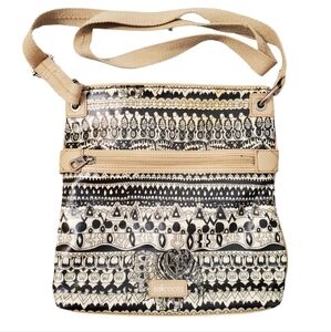 Sakroots Cream Black‎ Boho Artist Circle Crossbody Satchel Tote